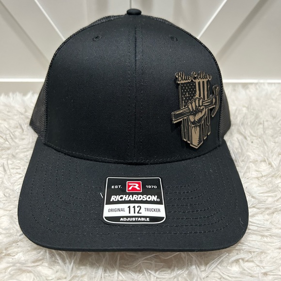 Blue collar. Laser engraved Richardson 112 trucker hat. - Picture 2 of 3